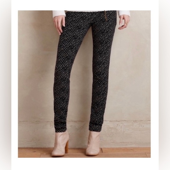 Pilcro And The Letterpress Anthro Serif Cut Skinny Corduroy Pants 26 Black Print - Picture 1 of 9